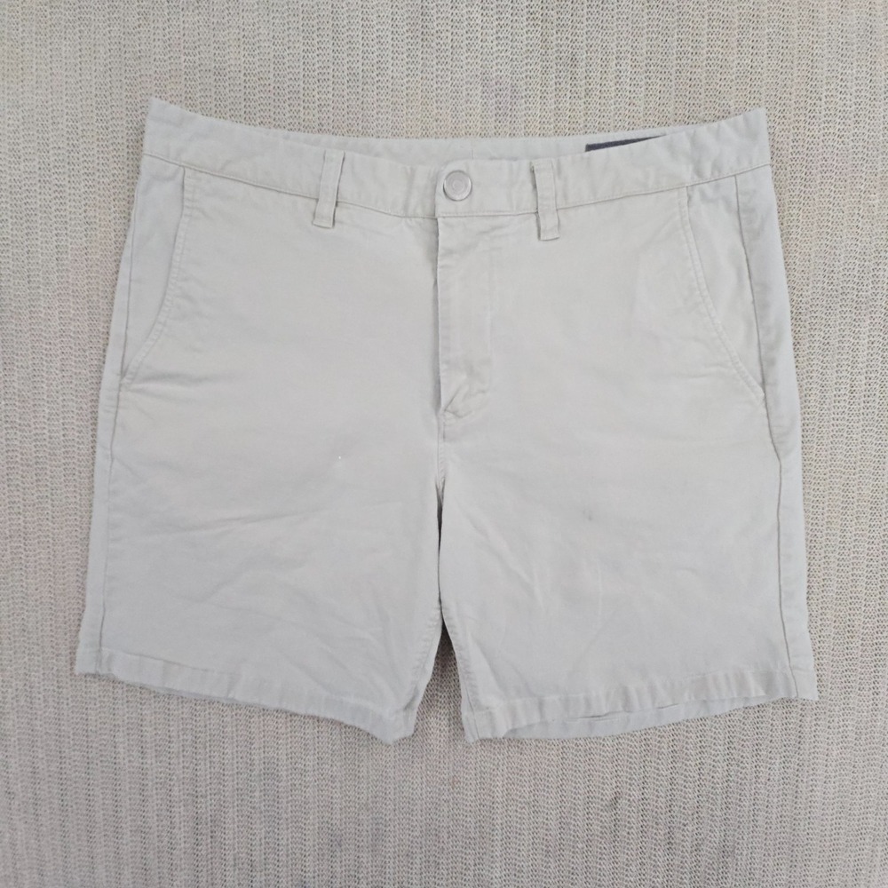 Bonobos Stretch Washed Chino Shorts Mens 33 Beige 7" Flat Front Casual
